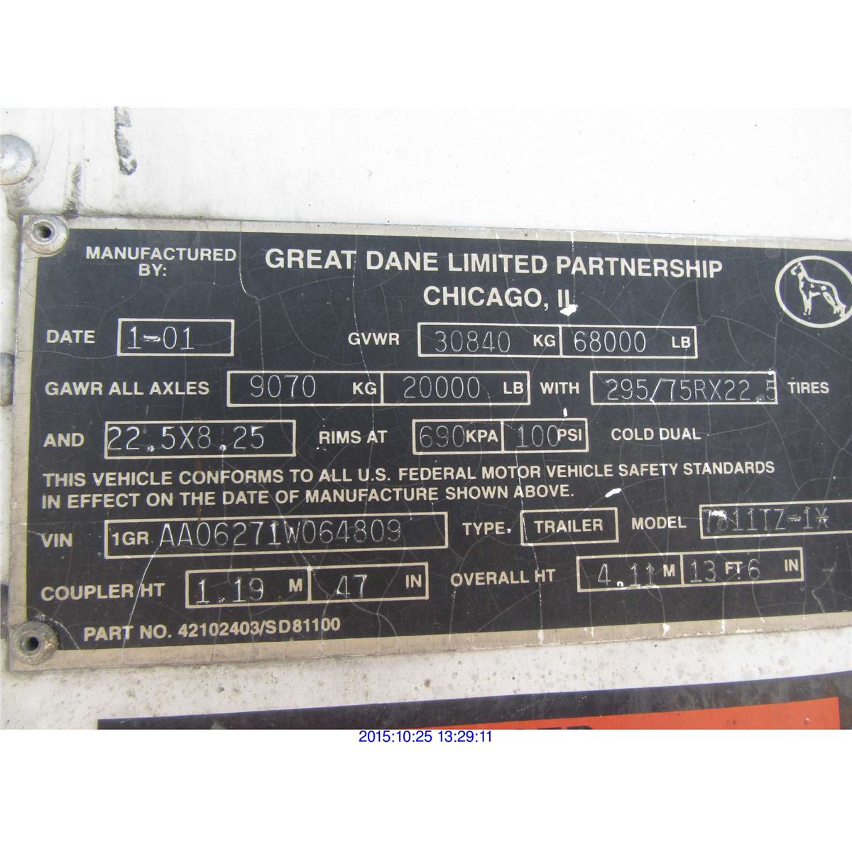 vin number locations great dane trailers